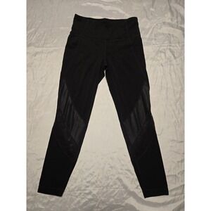 Athleta Black Mesh Cut Salutation Ankle Pull On Athletic Leggings Women's Sz S